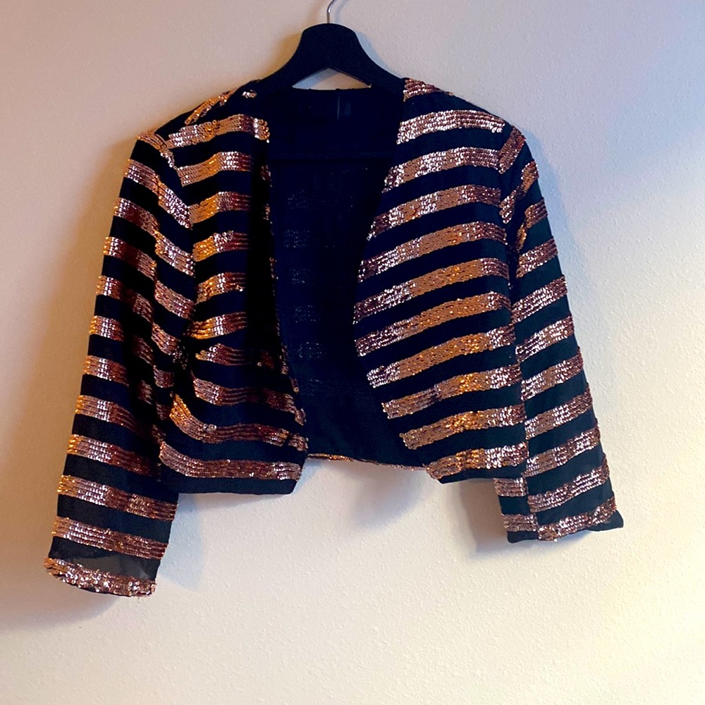 Orange and black sequin jacket